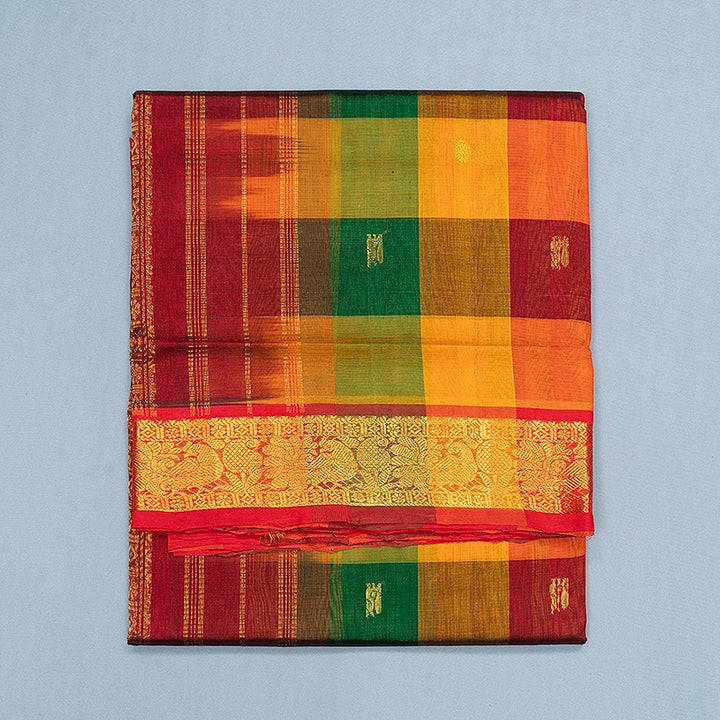 Hayagrivas Multicolour Checks Pure Silk Cotton Saree SSCBF137H9-10