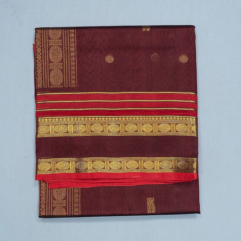 Hayagrivas Coffee Brown Pure Silk Cotton Saree SSCBF138H5-1