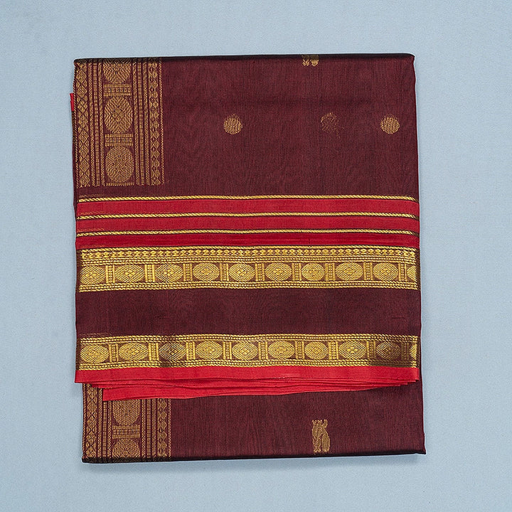 Hayagrivas Coffee Brown Pure Silk Cotton Saree SSCBF138H5-1
