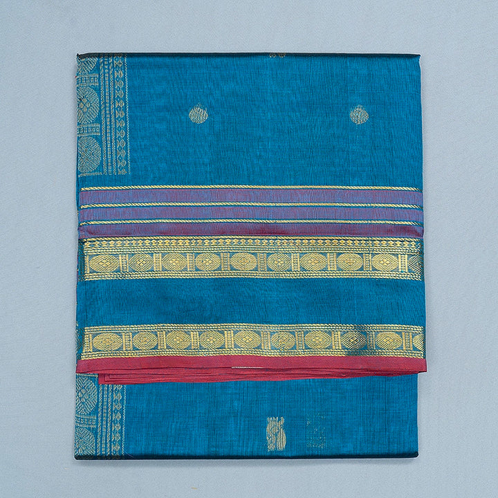 Hayagrivas Peacock Blue Pure Silk Cotton Saree SSCBF138H5-2