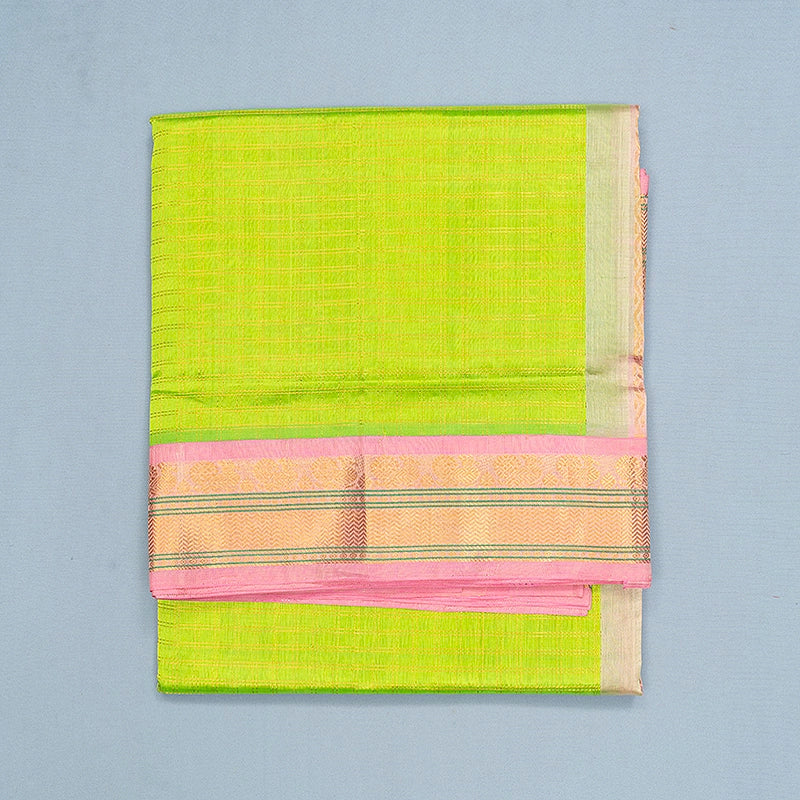 Hayagrivas Fluorescent Green Pure Silk Cotton Saree SSCBF139H7-2