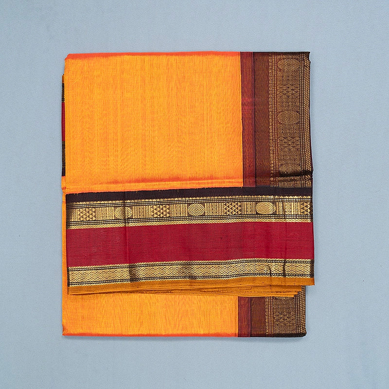 Hayagrivas Sunset Orange Pure Silk Cotton Saree SSCBF140H3-3