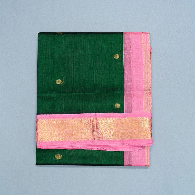 Hayagrivas Bottle Green Pure Silk Cotton Saree SSCBF140H9-2