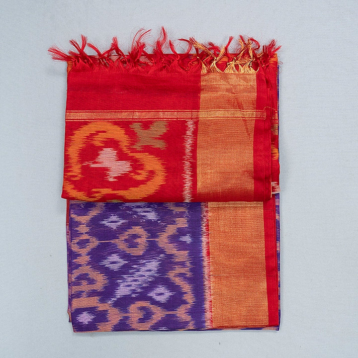 Hayagrivas Purple Ikkat Kora Silk Cotton Saree SSCBF155H1-12