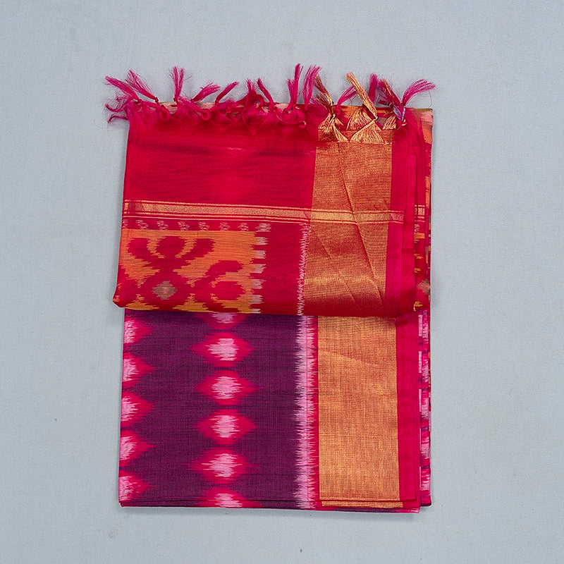 Hayagrivas Purple Ikkat Kora Silk Cotton Saree SSCBF155H1-18