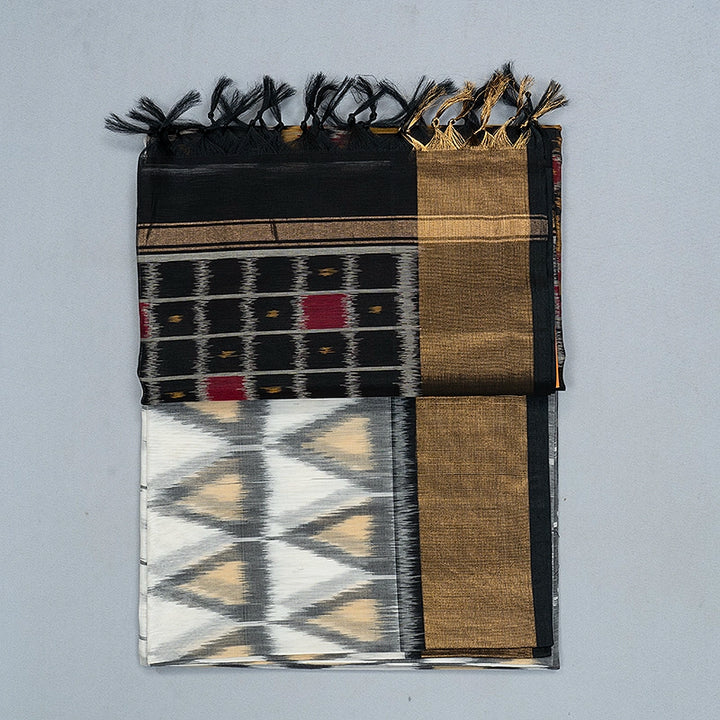 Hayagrivas White Handloom  Ikkat Kora Silk Cotton Saree SSCBF155H1-2