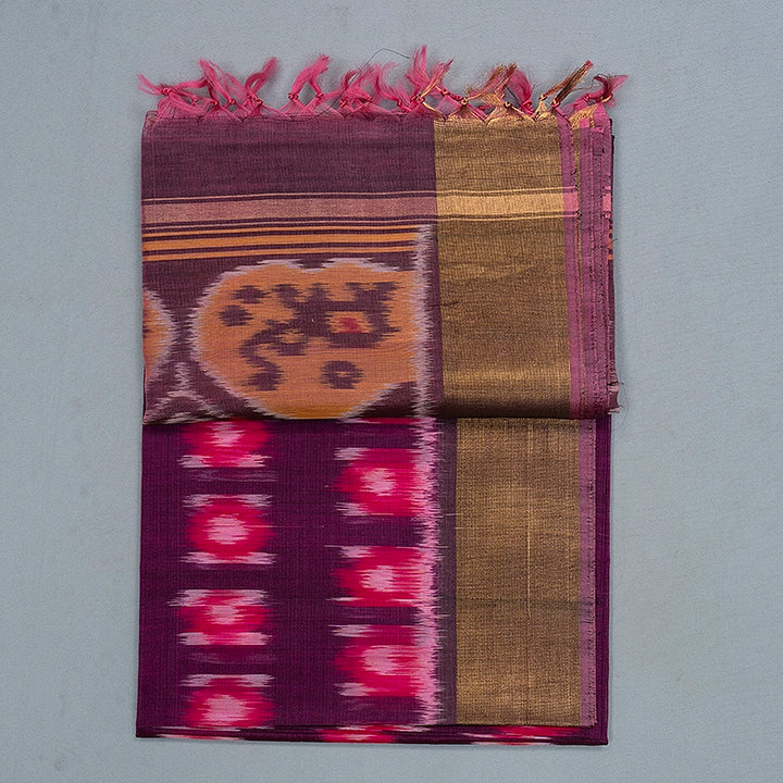 Hayagrivas Purple  Ikkat Kora Silk Cotton Saree SSCBF155H1-3