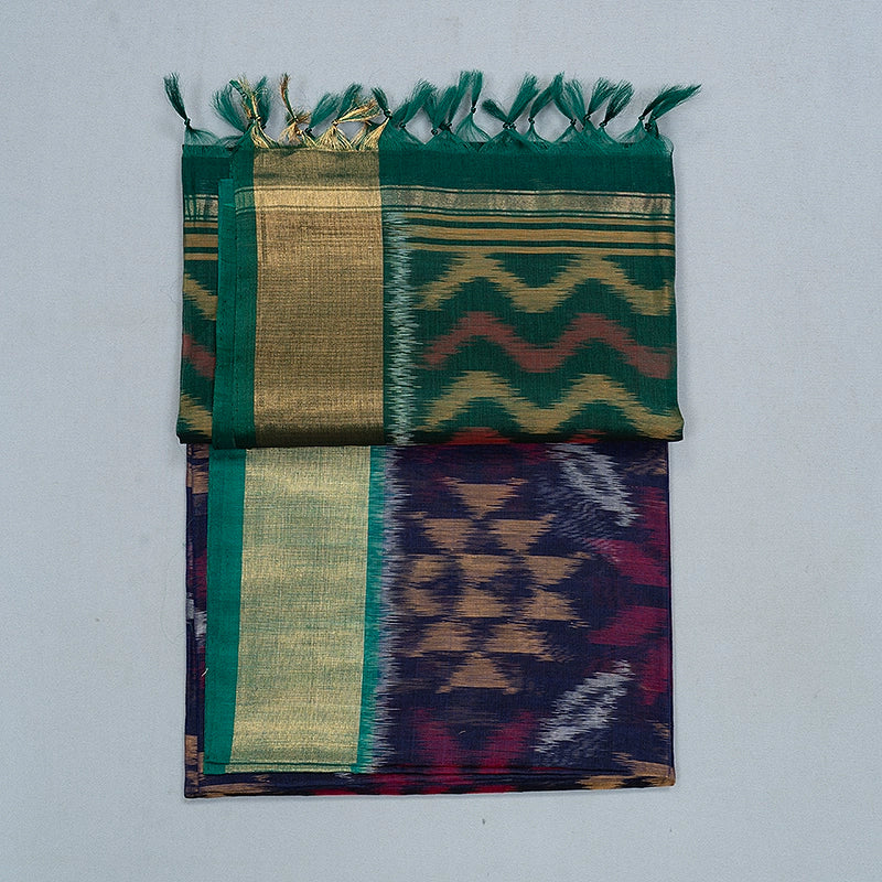 Hayagrivas Purple Handloom  Ikkat Kora Silk Cotton Saree SSCBF155H1-39