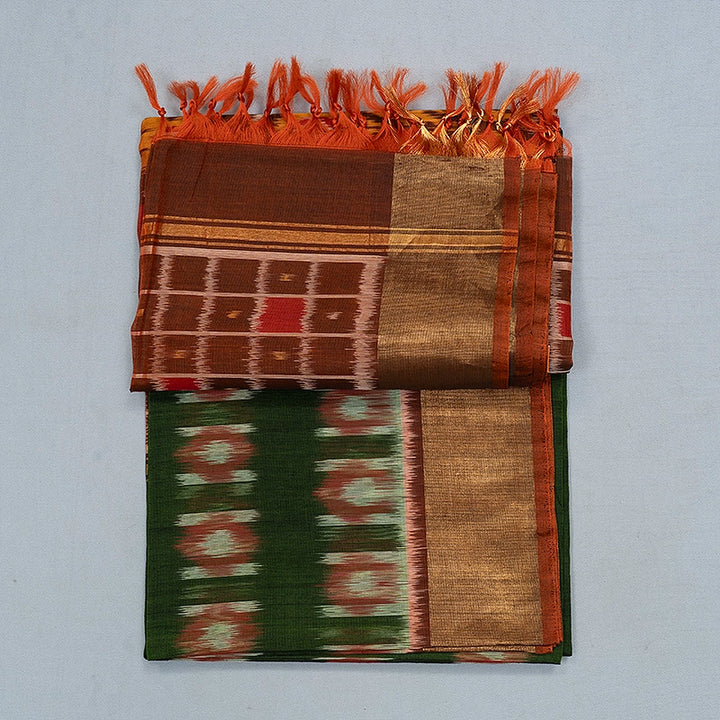 Hayagrivas Mehandi Green Handloom Ikkat Soft Silk Saree SSCBF155H1-4