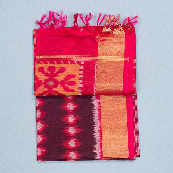 Hayagrivas Purple Ikkat Kora Silk Cotton Saree SSCBF155H1-50