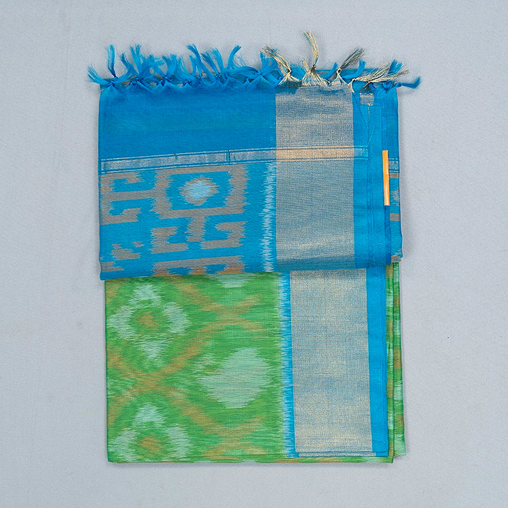 Hayagrivas Parrot Green Ikkat Kora Silk Cotton Saree SSCBF155H1-51