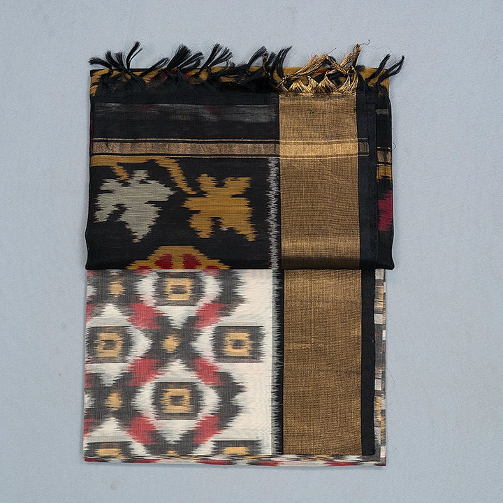 Hayagrivas Grey Ikkat Kora Silk Cotton Saree SSCBF155H1-52