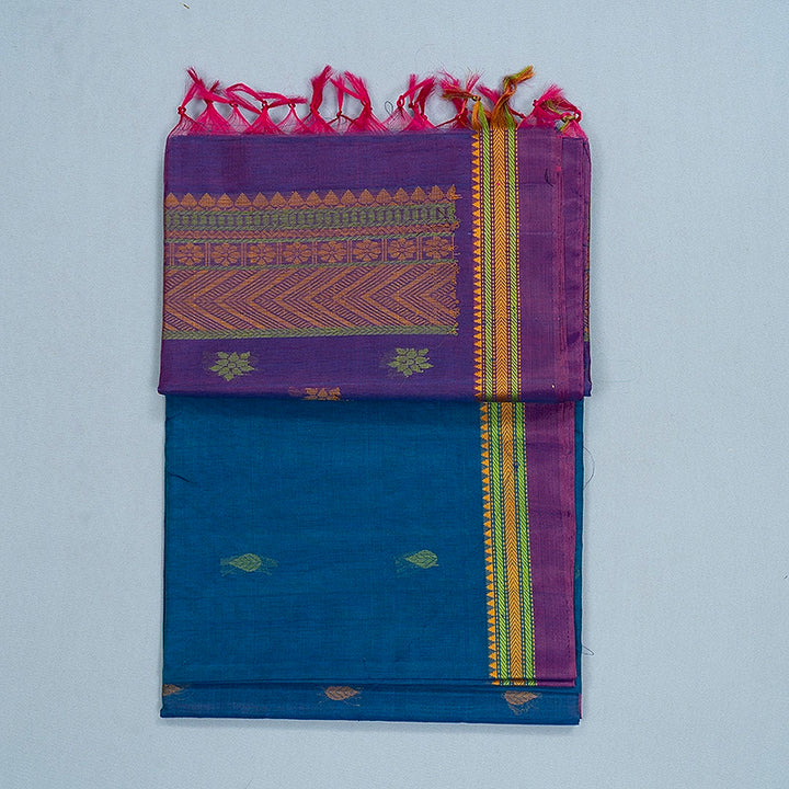 Hayagrivas Ananda Blue Kora Silk Cotton Saree SSCBF156H5-4