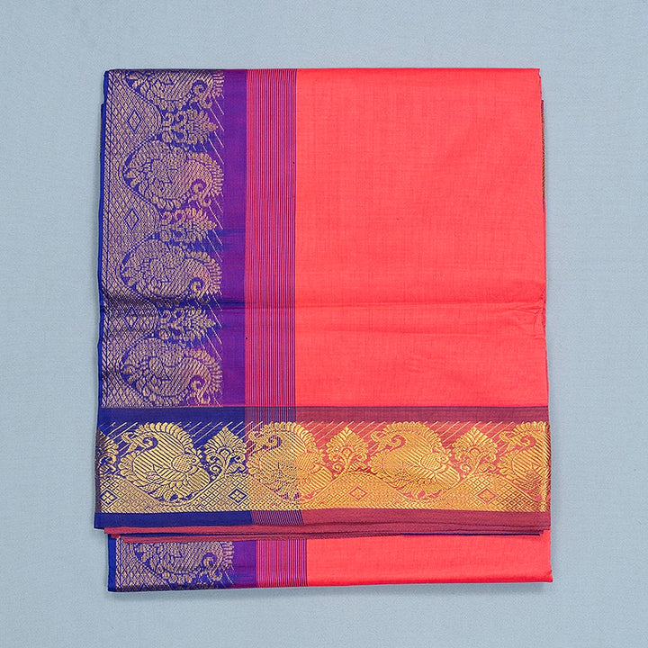 Hayagrivas Bright Coral-Pink Semi Silk Cotton Saree SSCBF164I1-119