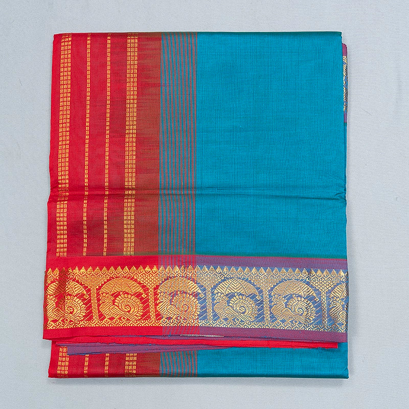 Hayagrivas Peacock Blue Semi Silk Cotton Saree SSCBF164I1-110