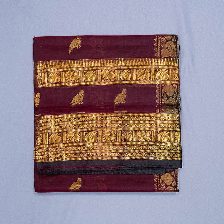 Hayagrivas Maroon Pure Silk Cotton Saree SSCBF16D5-1