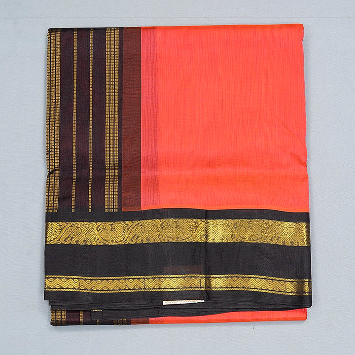 Hayagrivas Bright Orangish-Pink Pure Silk Cotton Saree SSCBF175I7-7