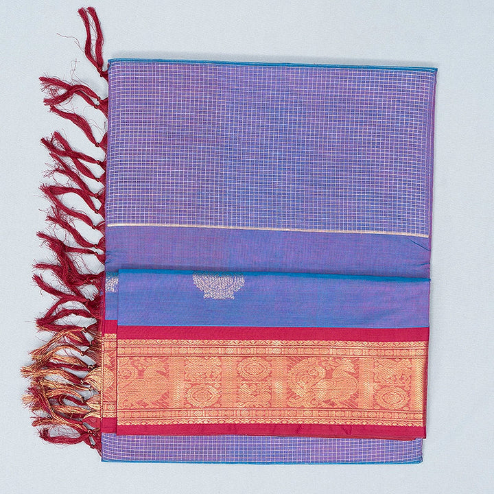 Hayagrivas Blue-Purple Kanchi Silk Cotton Saree SSCBF178I3-9