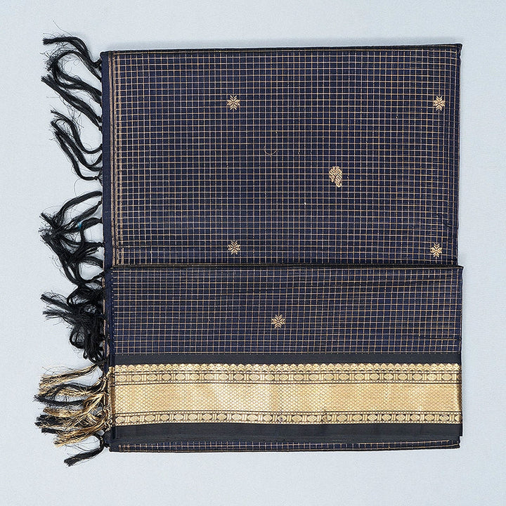 Hayagrivas Navy Blue Kanchi Silk Cotton Saree SSCBF178I4-1