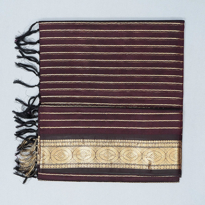Hayagrivas Dark Brown Kanchi Silk Cotton Saree SSCBF178I4-2