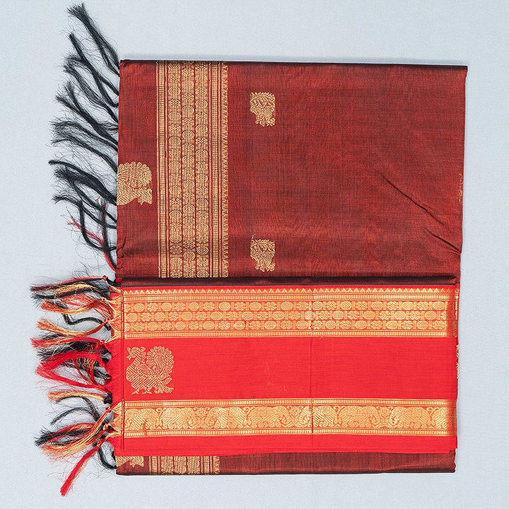 Hayagrivas Maroon Kanchi Silk Cotton Saree SSCBF179I10-1