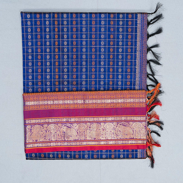 Hayagrivas MS Blue Kanchi Silk Cotton Saree SSCBF179I12-15