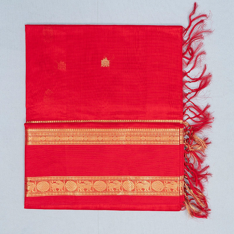 Hayagrivas Red Kanchi Silk Cotton Saree SSCBF179I7-5