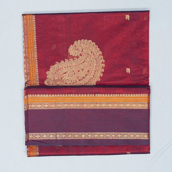 Hayagrivas Wine Maroon Kanchi Silk Cotton Saree SSCBF179I7-7