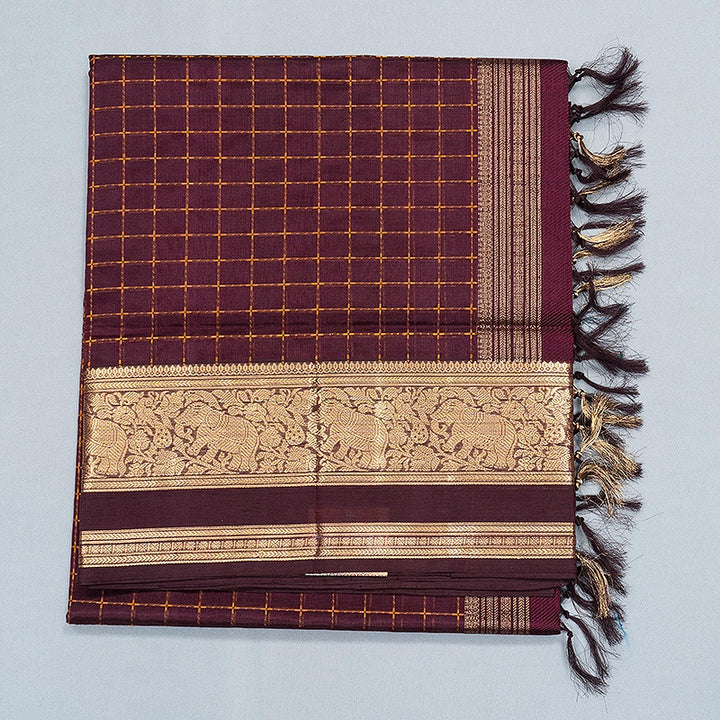 Hayagrivas Deep Plum Purple Kanchi Silk Cotton Saree SSCBF179I8-2