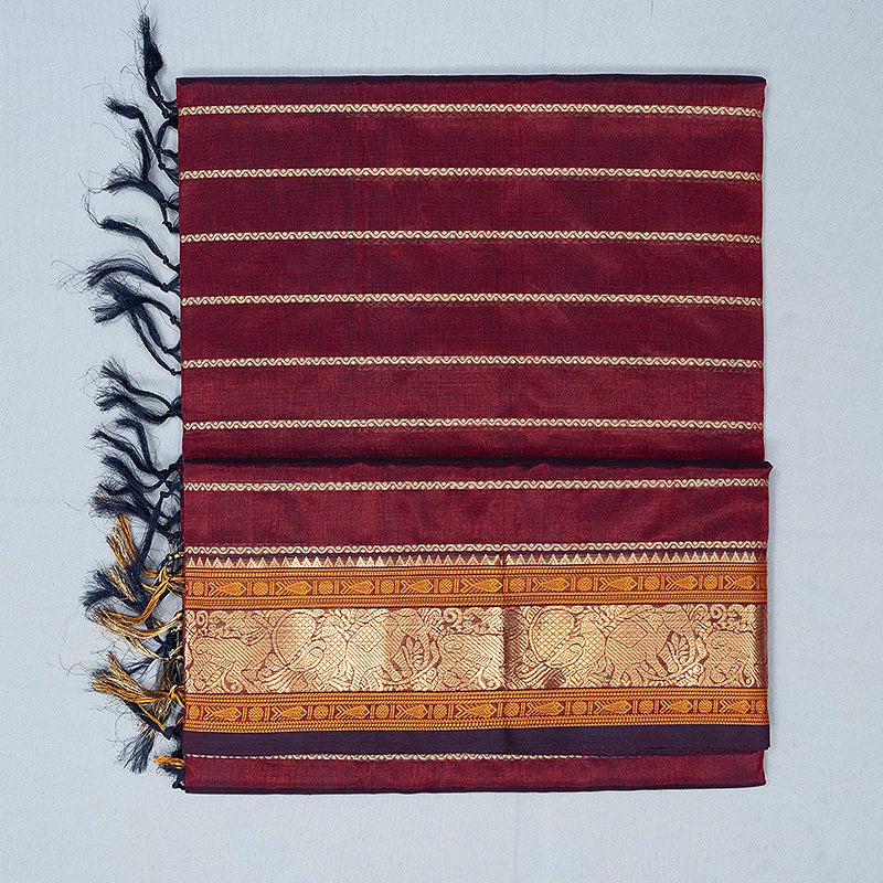 Hayagrivas Burgundy Kanchi Silk Cotton Saree SSCBF179I9-30