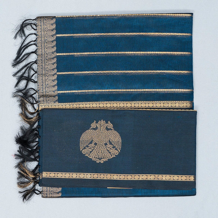 Hayagrivas Peacock Blue Kanchi Silk Cotton Saree SSCBF179I9-35