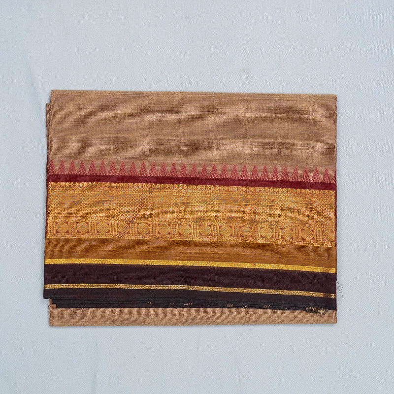 Hayagrivas Biscuit Brown Handloom Chettinad Cotton Saree SSCBF188J1-37