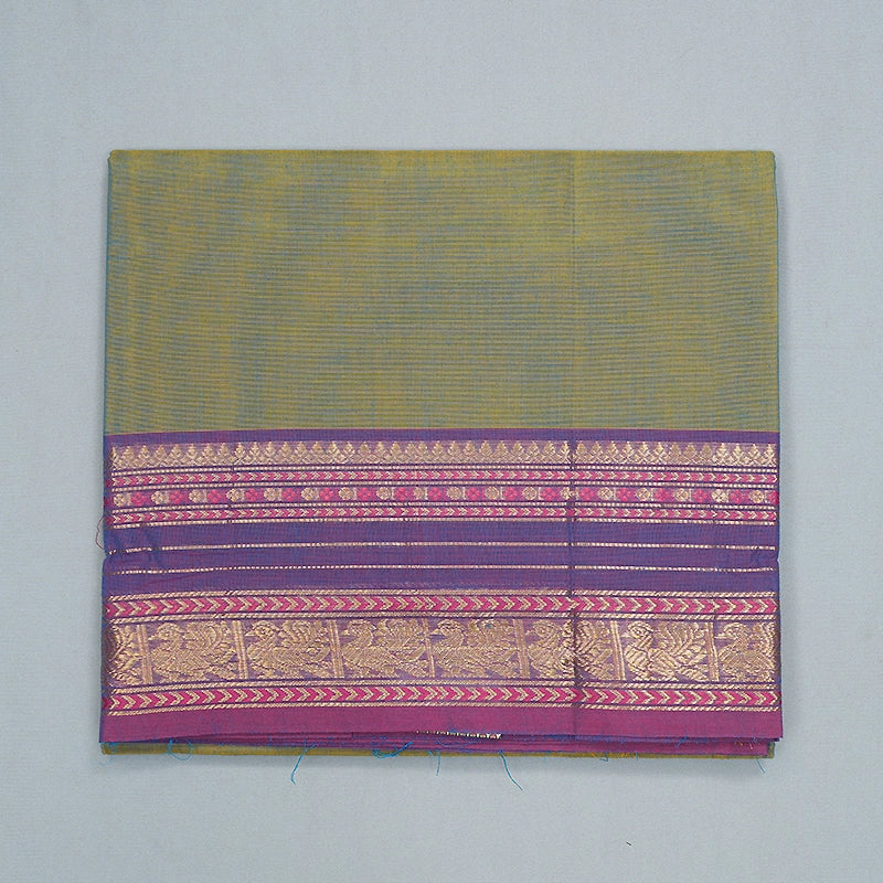 Hayagrivas Yellowish-Blue Handloom Chettinad Cotton Saree SSCBF209J1-81
