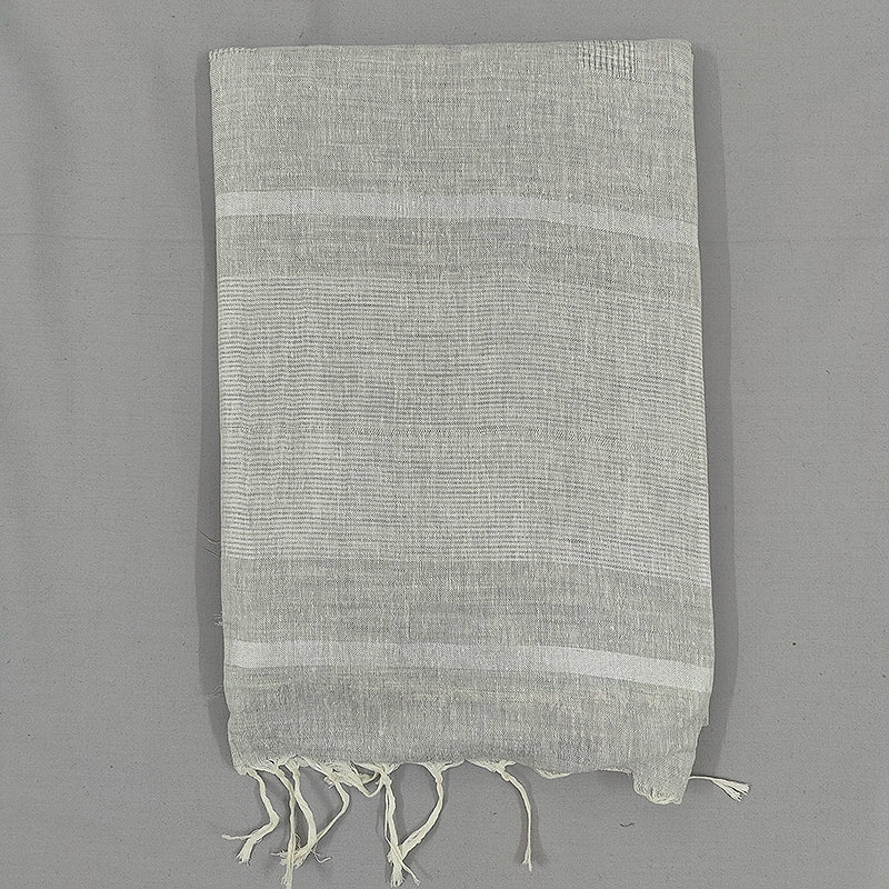Hayagrivas Light Grey Handloom Linen Saree SSCBF68E2-1