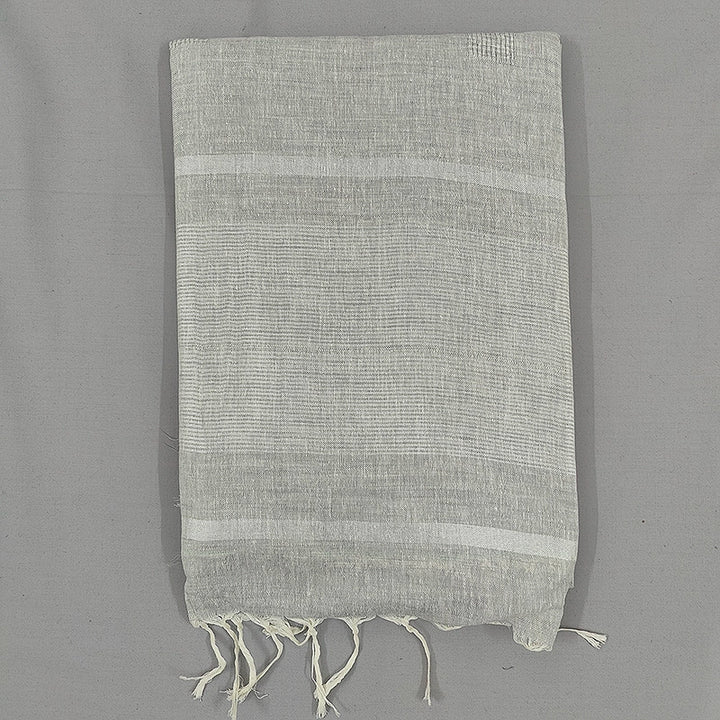 Hayagrivas Light Grey Handloom Linen Saree SSCBF68E2-1