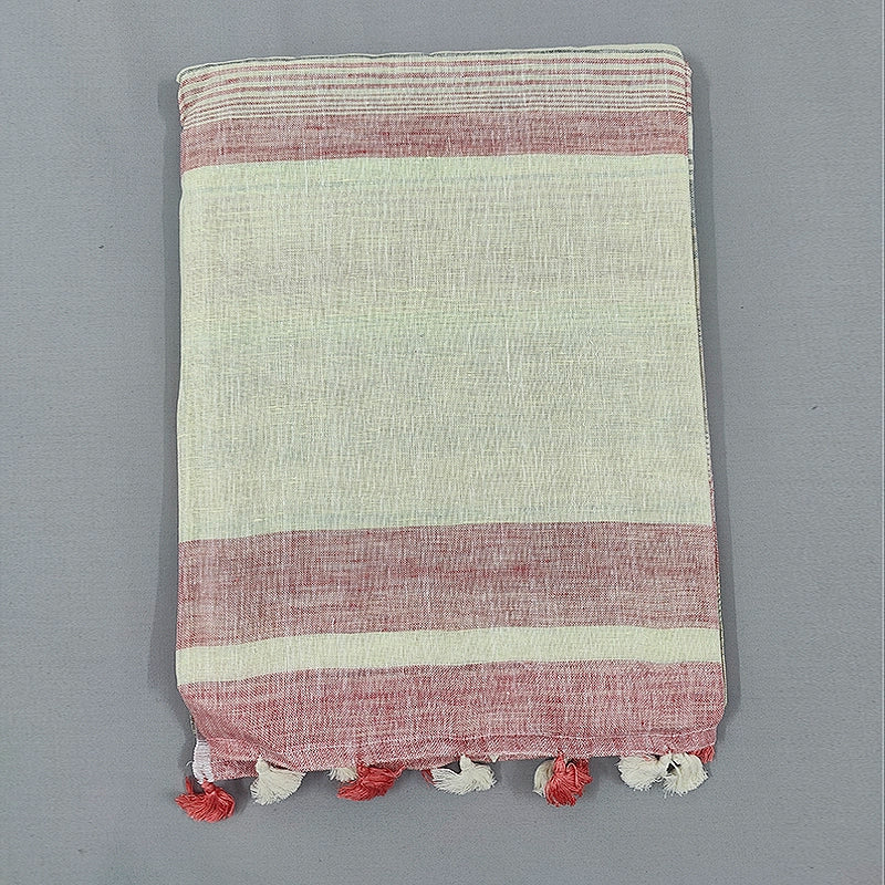 Hayagrivas Multicolour Stripes Handloom Linen Saree SSCBF68E3-2