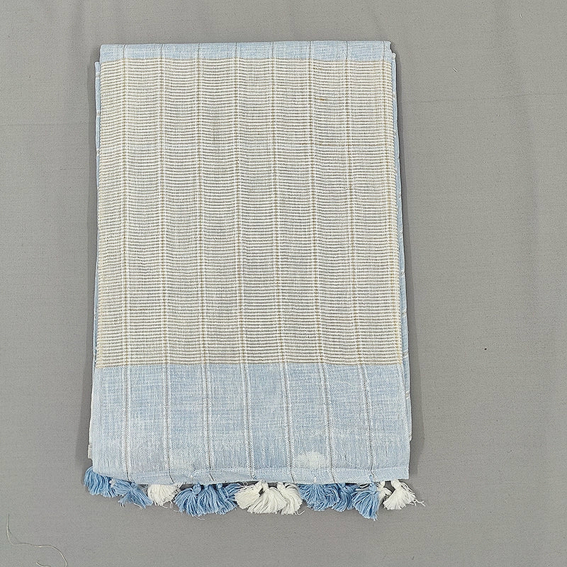 Hayagrivas Powder Blue Handloom Linen Saree SSCBF68E4-1