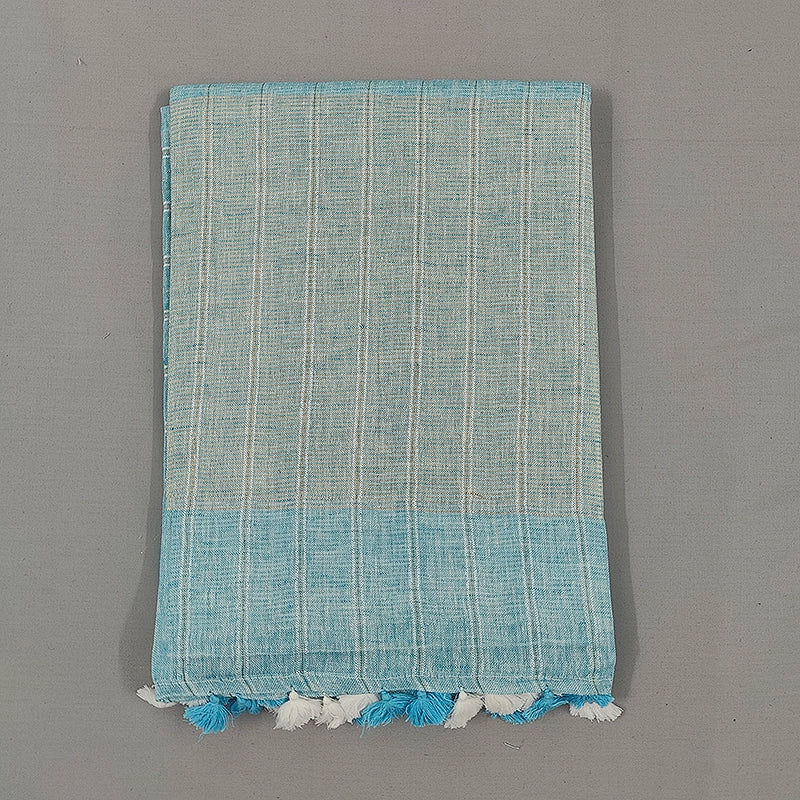 Hayagrivas Sky Blue Handloom Linen Saree SSCBF68E4-5