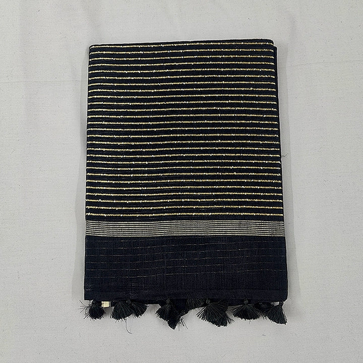 Hayagrivas Black Handloom Linen Saree SSCBF69E11-2