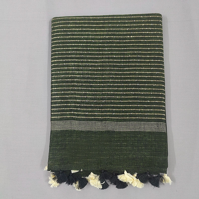 Hayagrivas Green Handloom Linen Saree SSCBF69E11-3