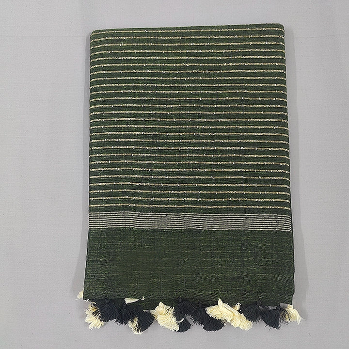 Hayagrivas Green Handloom Linen Saree SSCBF69E11-3