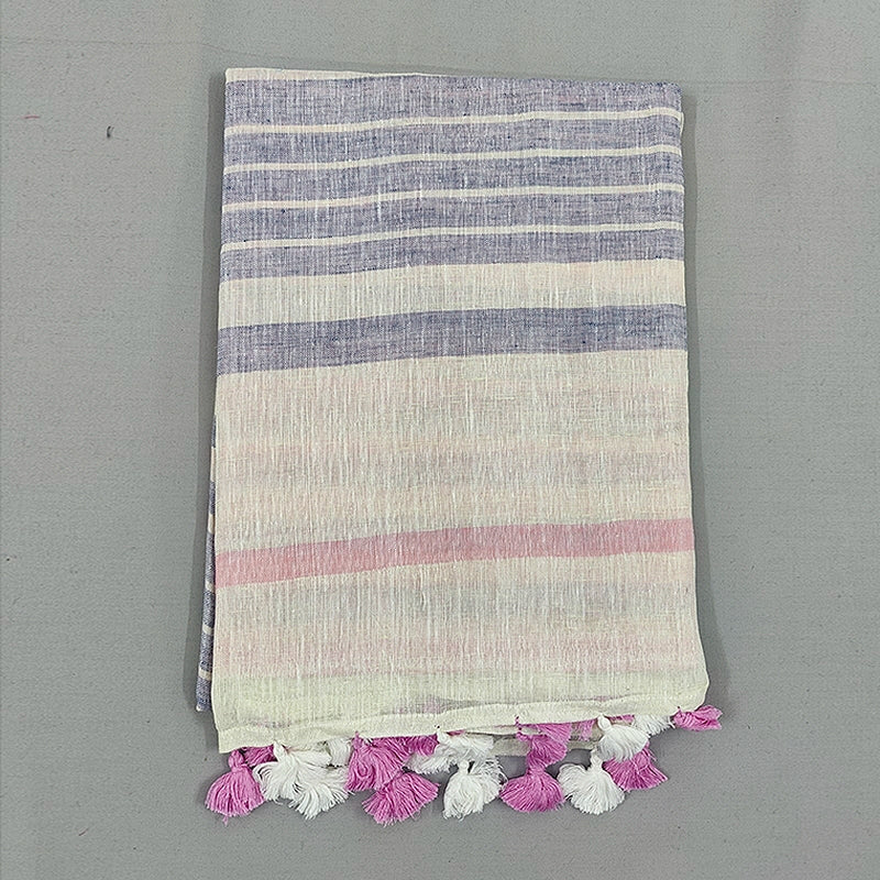 Hayagrivas Multicolour Handloom Linen Saree SSCBF69E6-1