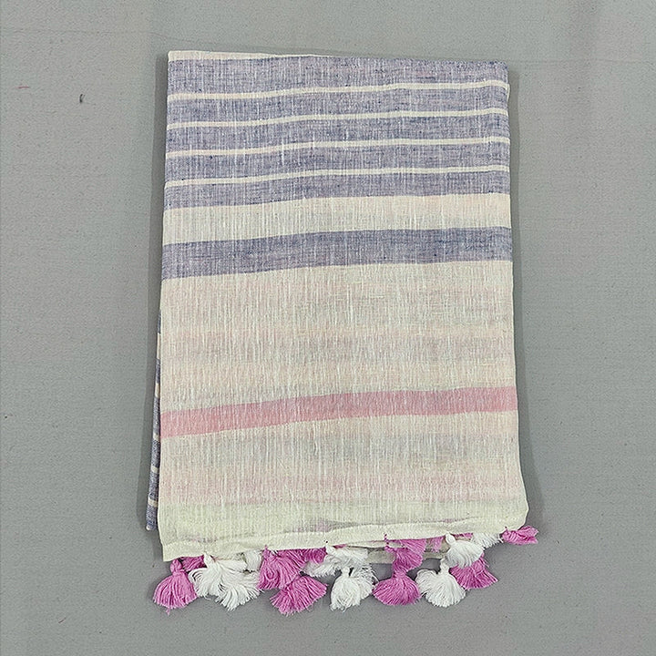 Hayagrivas Multicolour Handloom Linen Saree SSCBF69E6-1