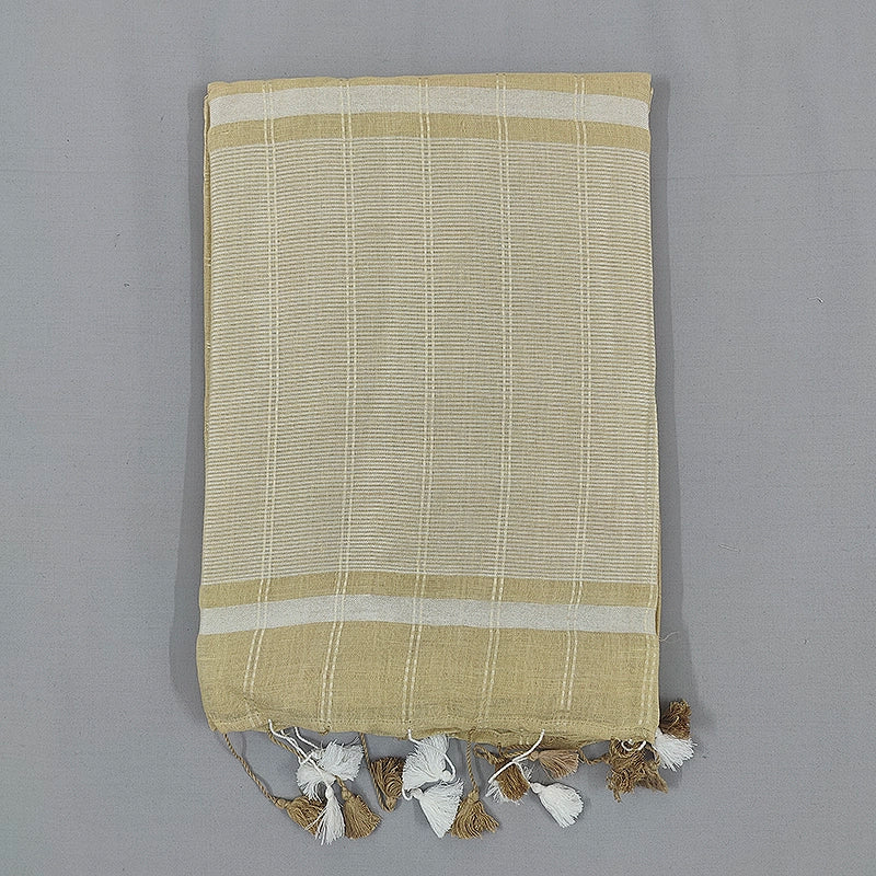 Hayagrivas Beige Handloom Linen Saree SSCBF69E7-4