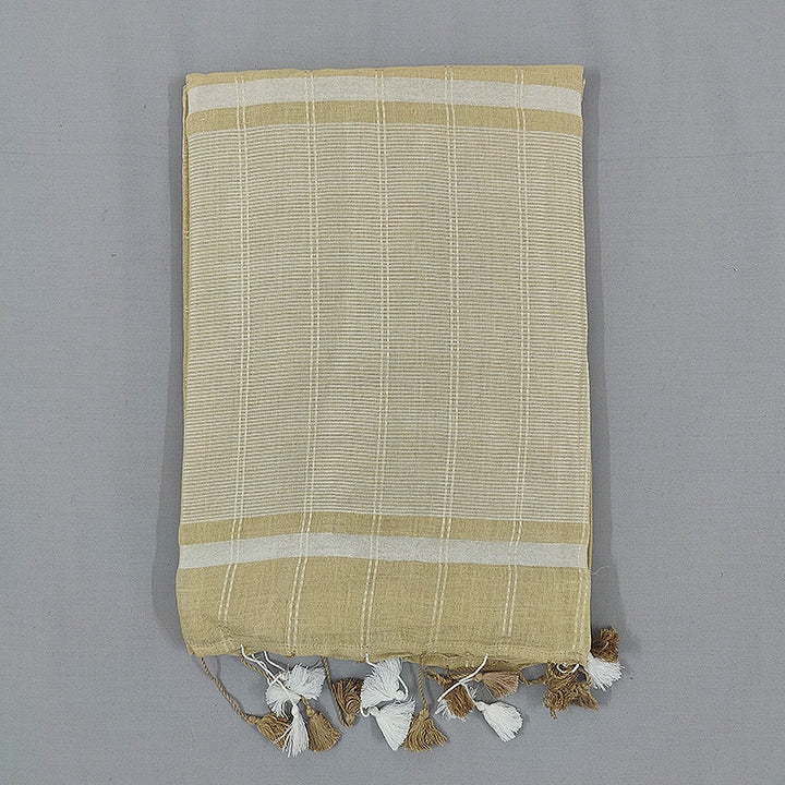 Hayagrivas Beige Handloom Linen Saree SSCBF69E7-4