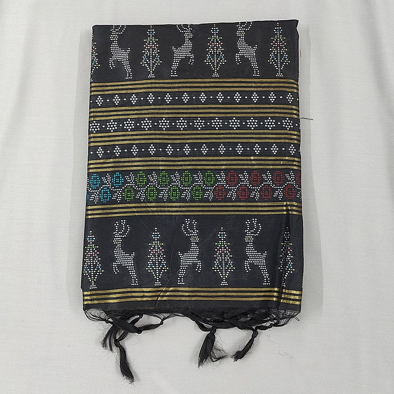 Hayagrivas Black Fancy Cotton Saree SSCBF84F13-1