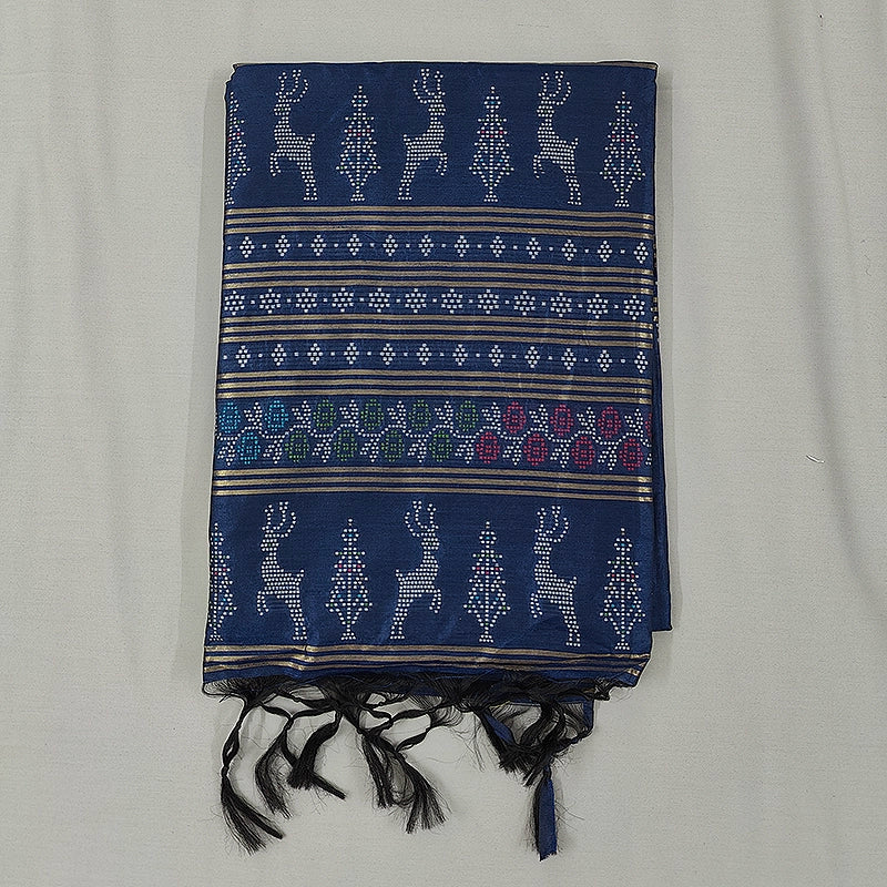 Hayagrivas Navy Blue Fancy Cotton Saree SSCBF84F13-7