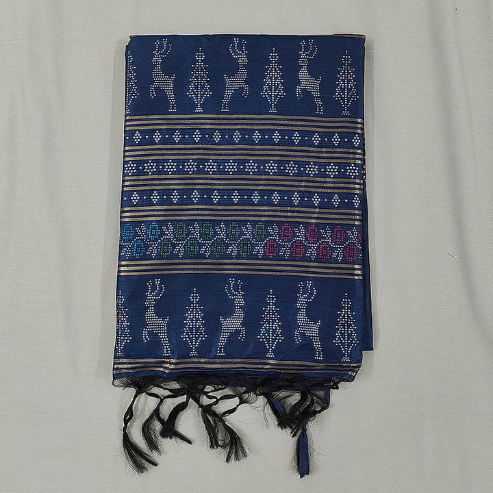 Hayagrivas Navy Blue Fancy Cotton Saree SSCBF84F13-7