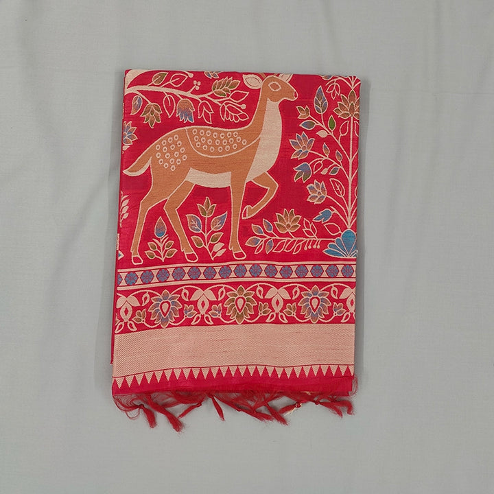 Hayagrivas Red Fancy Cotton Saree SSCBF84F14-1