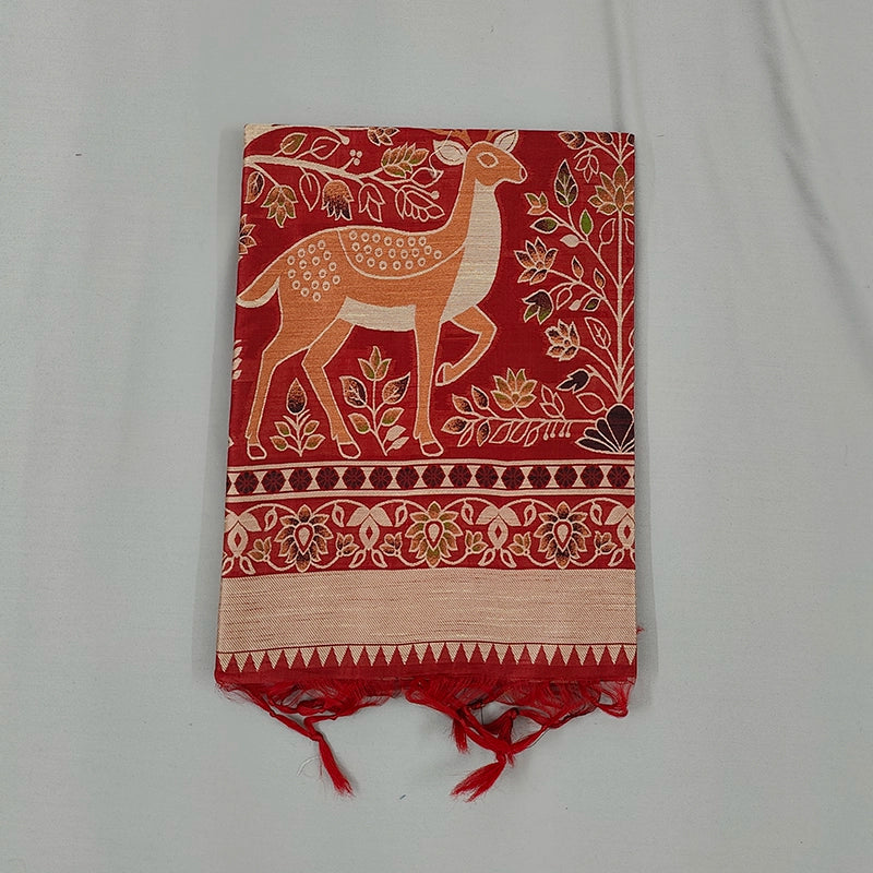 Hayagrivas Red Fancy Cotton Saree SSCBF84F14-4